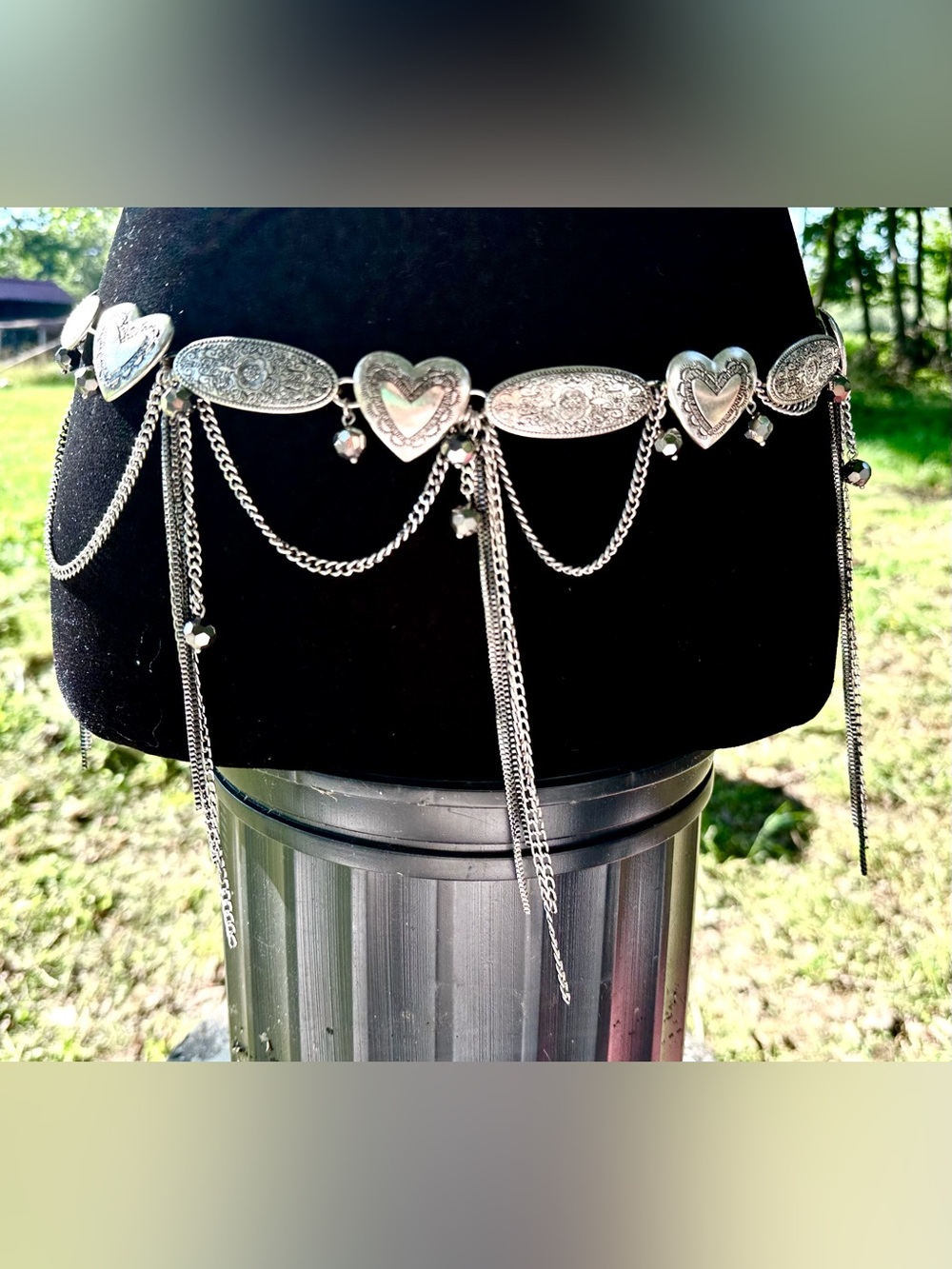 Zara Silver Heart Chain Belt - Picture 3 of 6
